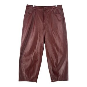Pilcro Wide Leg Pants in Burgundy Faux Leather